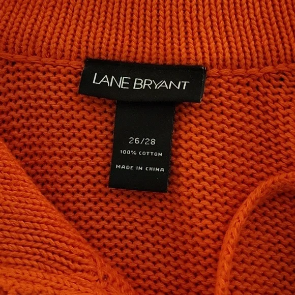 Orange zip front sweater. - Picture 3 of 5